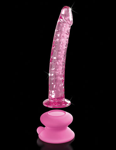 Icicles 17cm Glass Dong with Suction Base Pink DONGS Glass