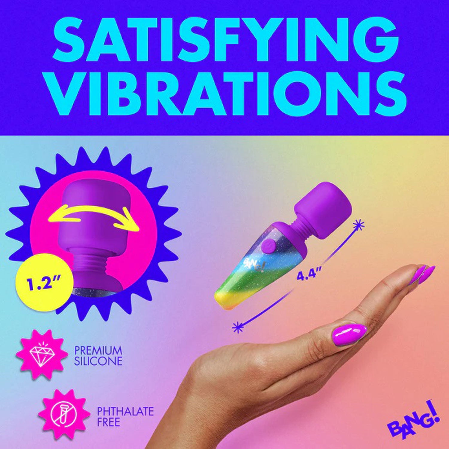 Rainbow Mini Wand Vibrator with 3 Speeds and Flexible Neck > Sex Toys For Ladies > Wand Massagers and Attachments