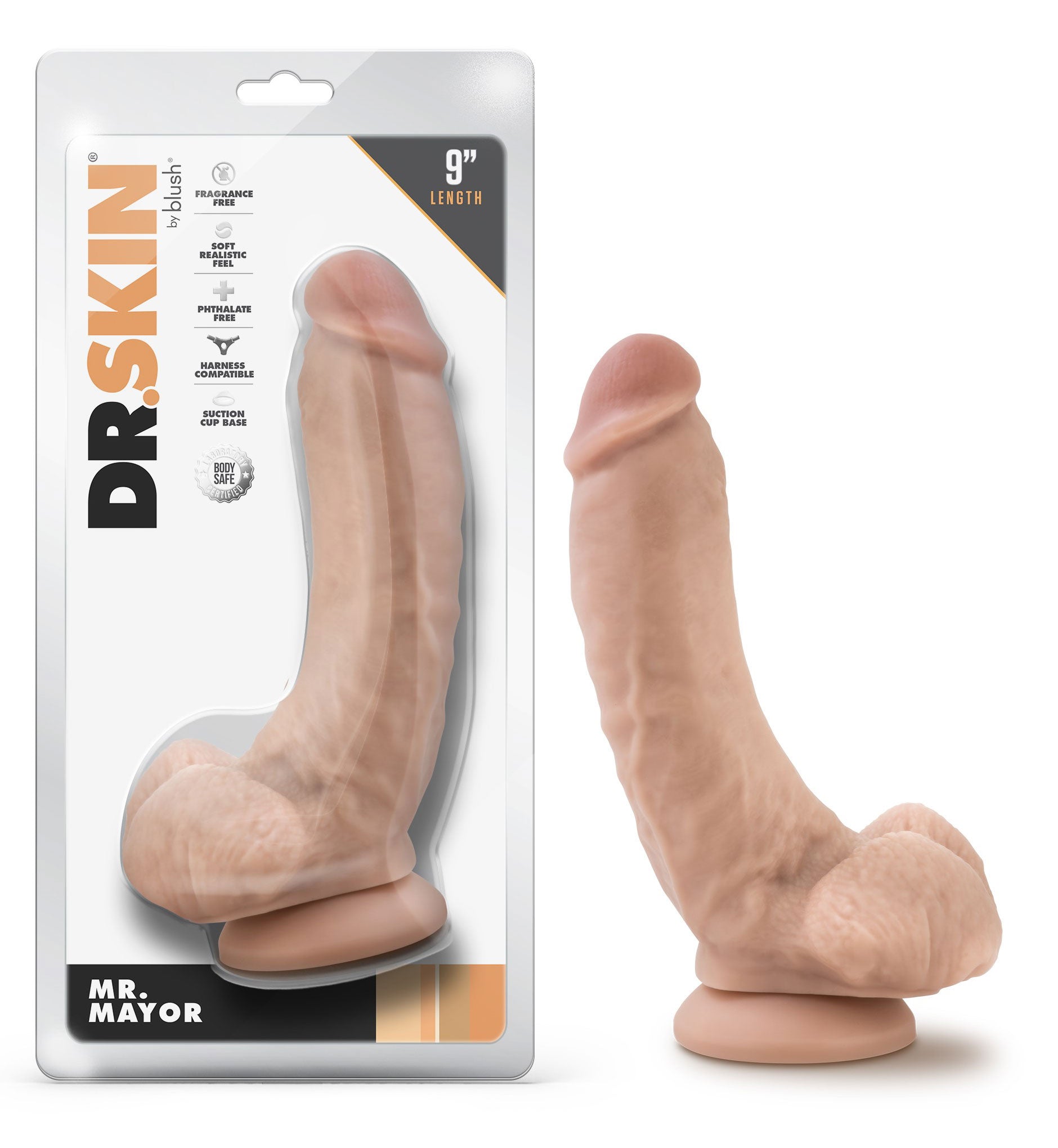 Mr Mayor Beige 9 Inch Realistic Dildo with Balls and Suction Base Dongs Realistic