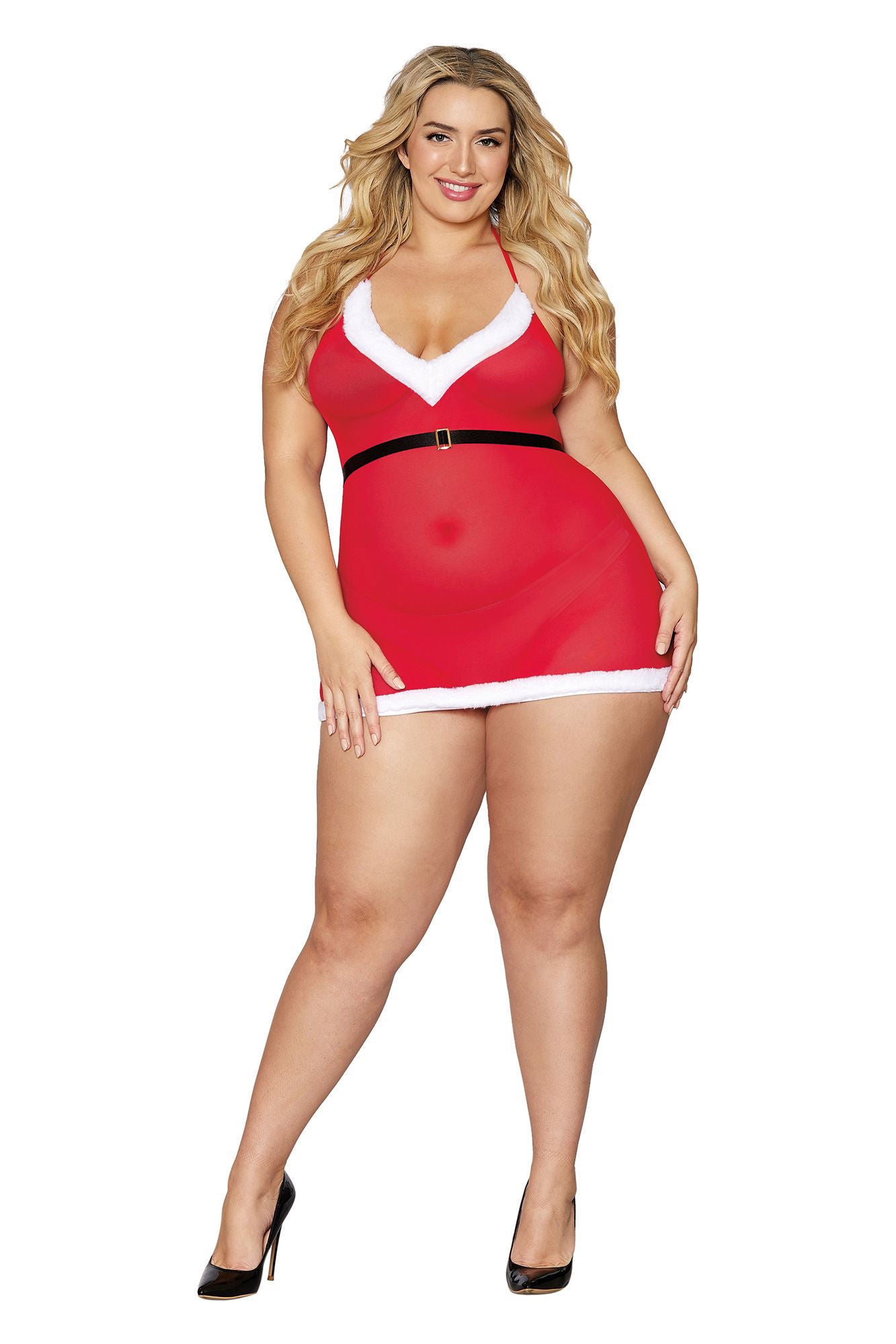 Santa Baby Chemise Queen Size Holiday Lingerie in Red Costumes
