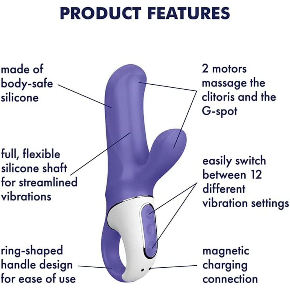Satisfyer Magic Bunny Rechargeable Silicone G-Spot and Clitoral Dual Vibrator > Sex Toys For Ladies > G-Spot Vibrators