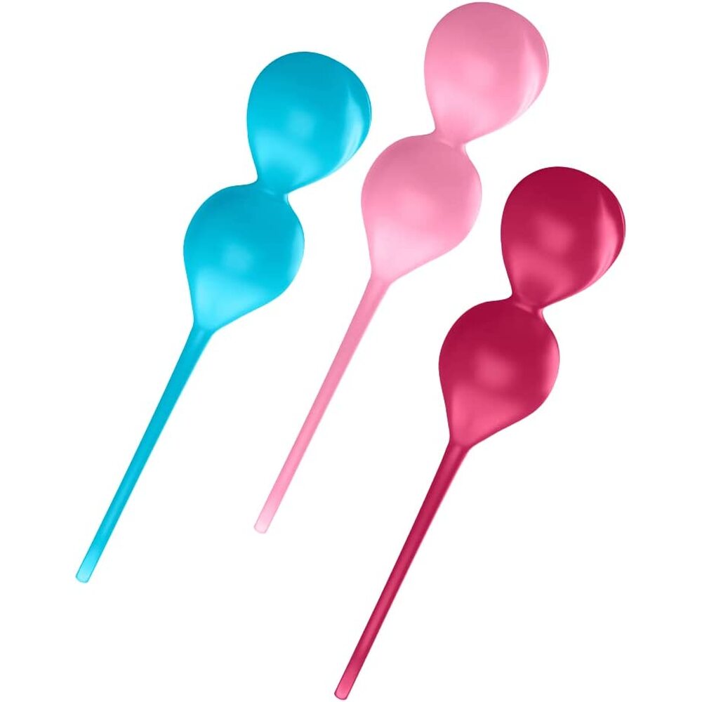 Satisfyer Set of 3 Weighted Double Kegel Training Balls – Silicone Kegel Balls > Sex Toys For Ladies > Kegel Exercise