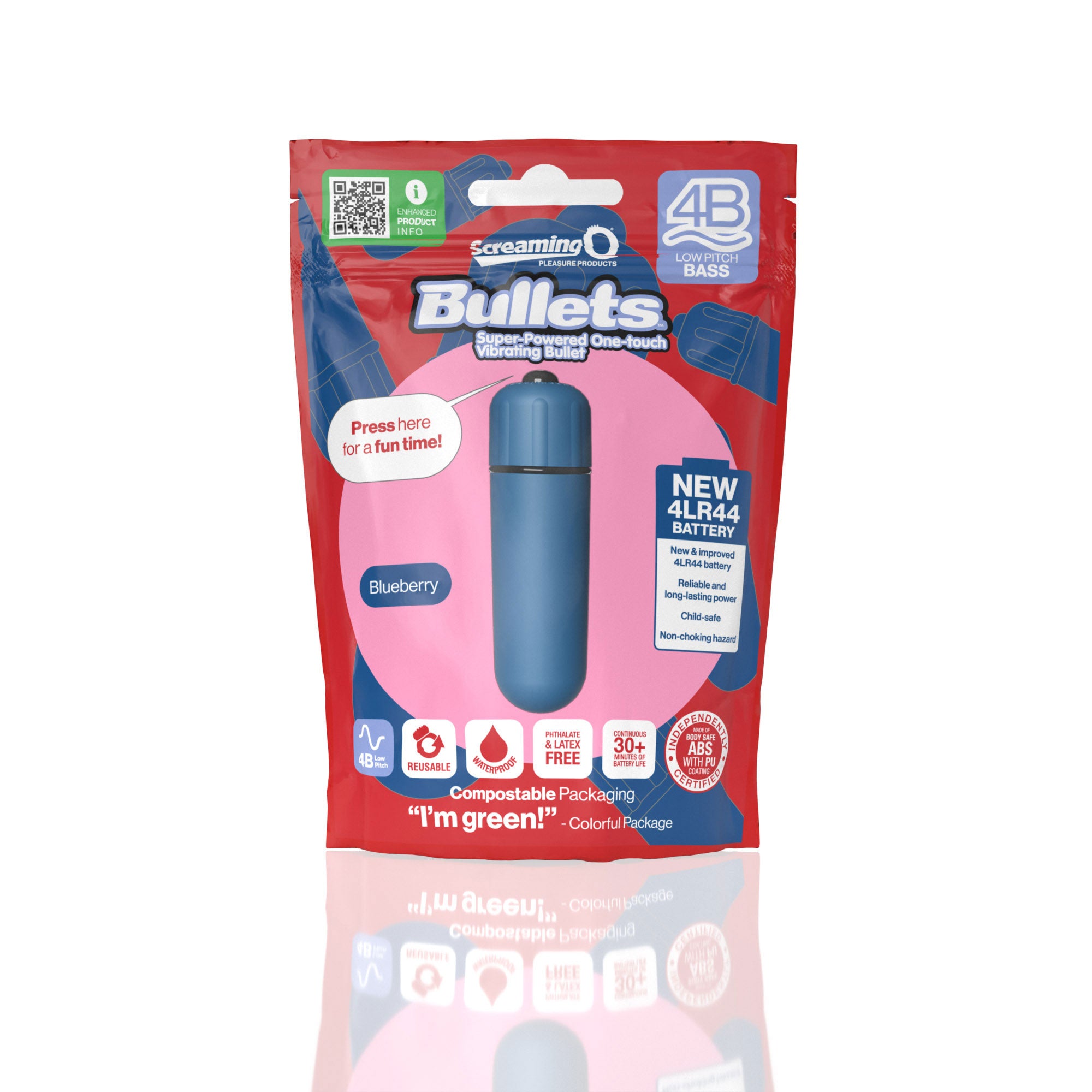 Screaming O 4B Bullet Vibrator Blueberry with 4LR44 Battery and Waterproof Design BULLETS