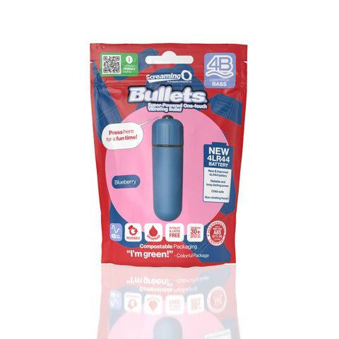 Screaming O 4B Bullet Vibrator Blueberry with 4LR44 Battery and Waterproof Design BULLETS