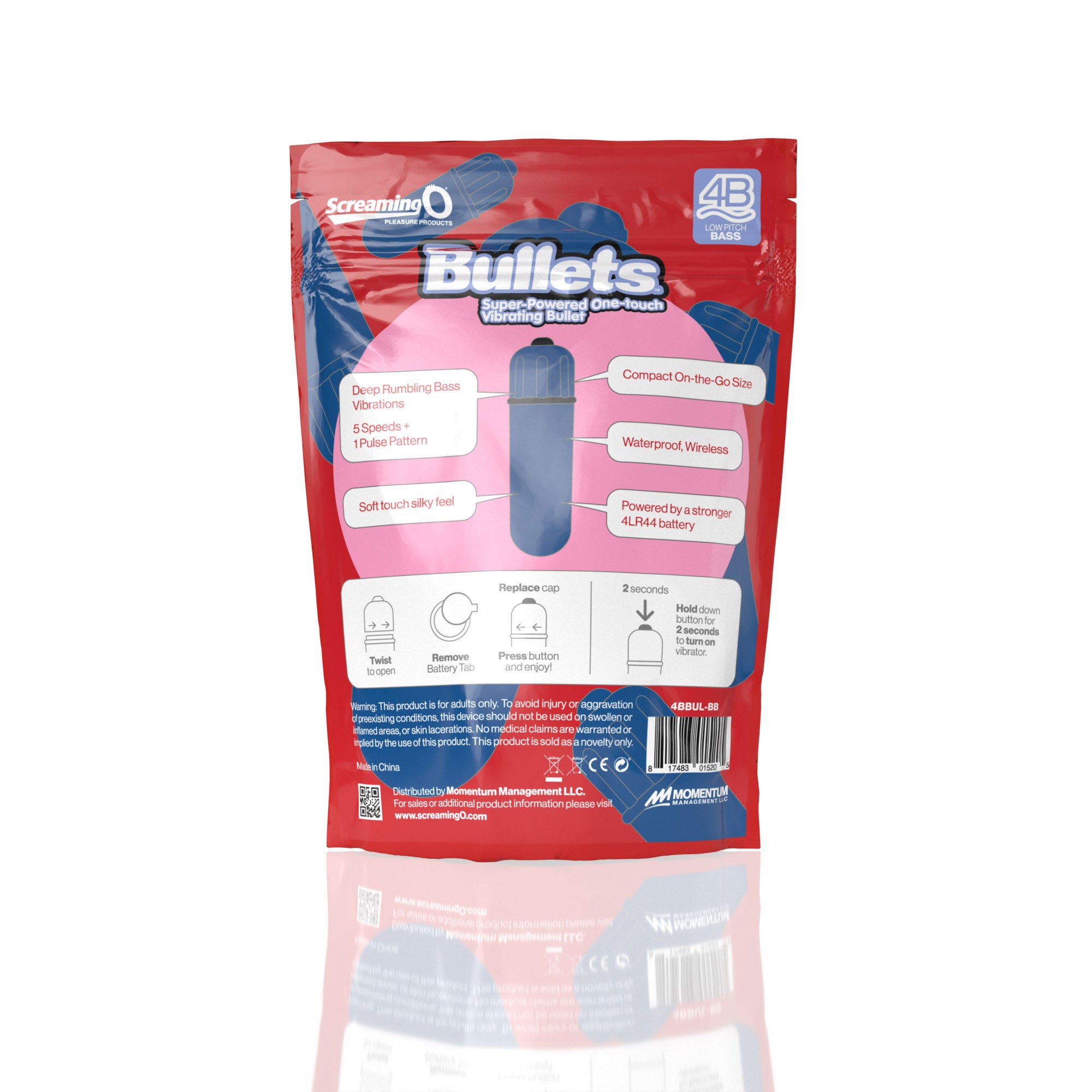 Screaming O 4B Bullet Vibrator Blueberry with 4LR44 Battery and Waterproof Design BULLETS