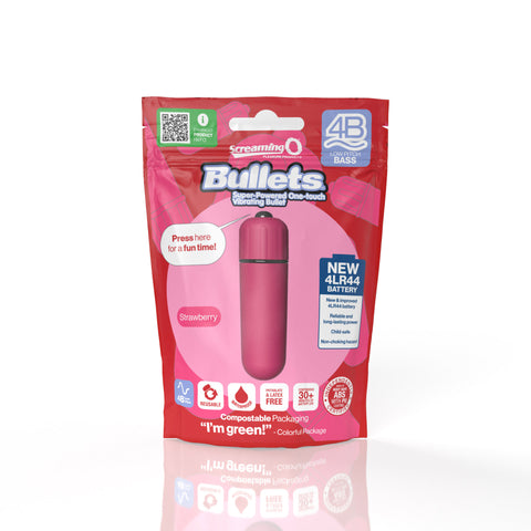 Screaming O 4B Bullet Vibrator Strawberry Pink Compact Waterproof with 4LR44 Battery BULLETS