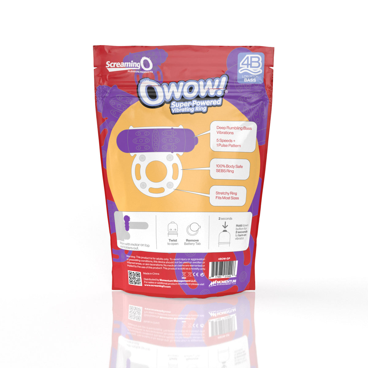 Screaming O 4B OWow Vibrating Ring – Body-Safe SEBS Material Vibrating Ring > Cock Ring > Vibrating