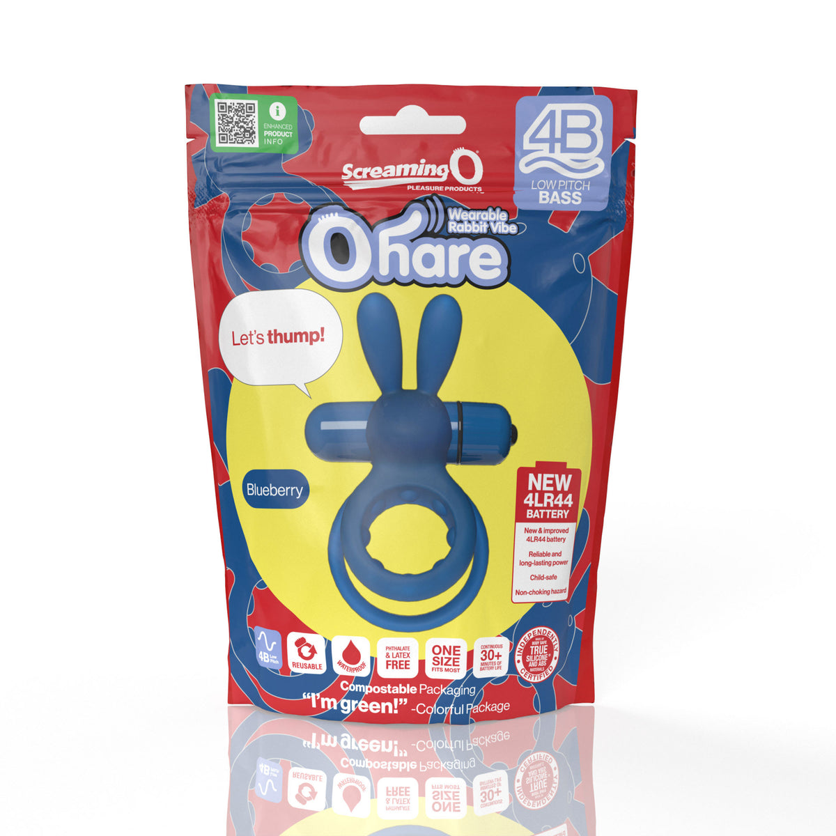 Screaming O 4B Ohare Blueberry – Deep Bass Vibrations Rabbit Vibrator > Cock Ring > Vibrating