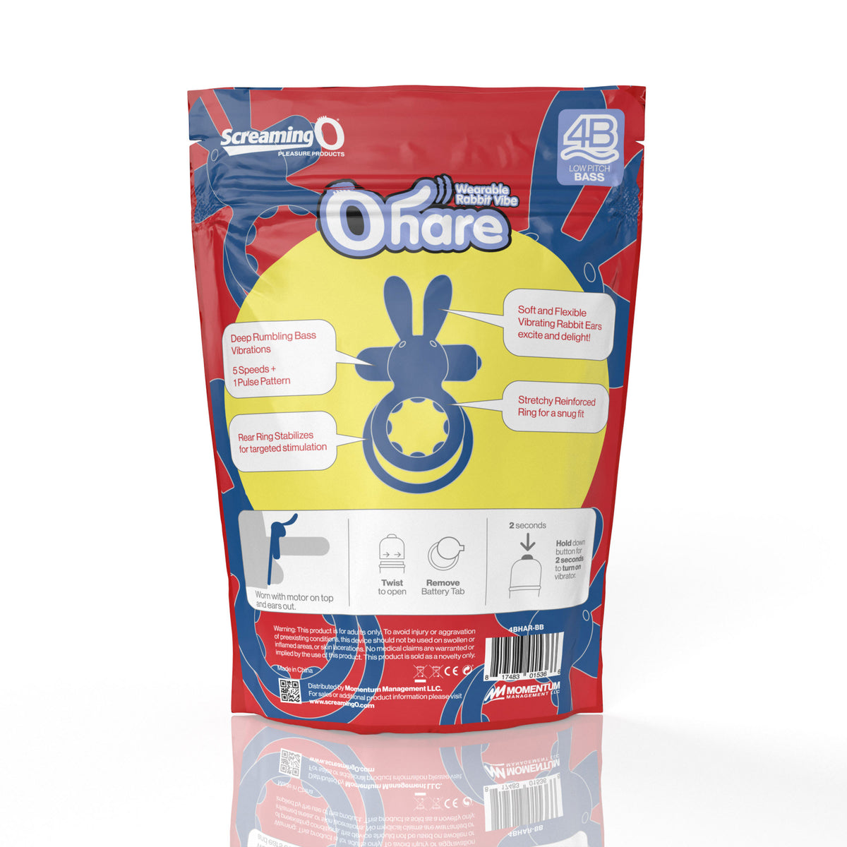 Screaming O 4B Ohare Blueberry – Deep Bass Vibrations Rabbit Vibrator > Cock Ring > Vibrating