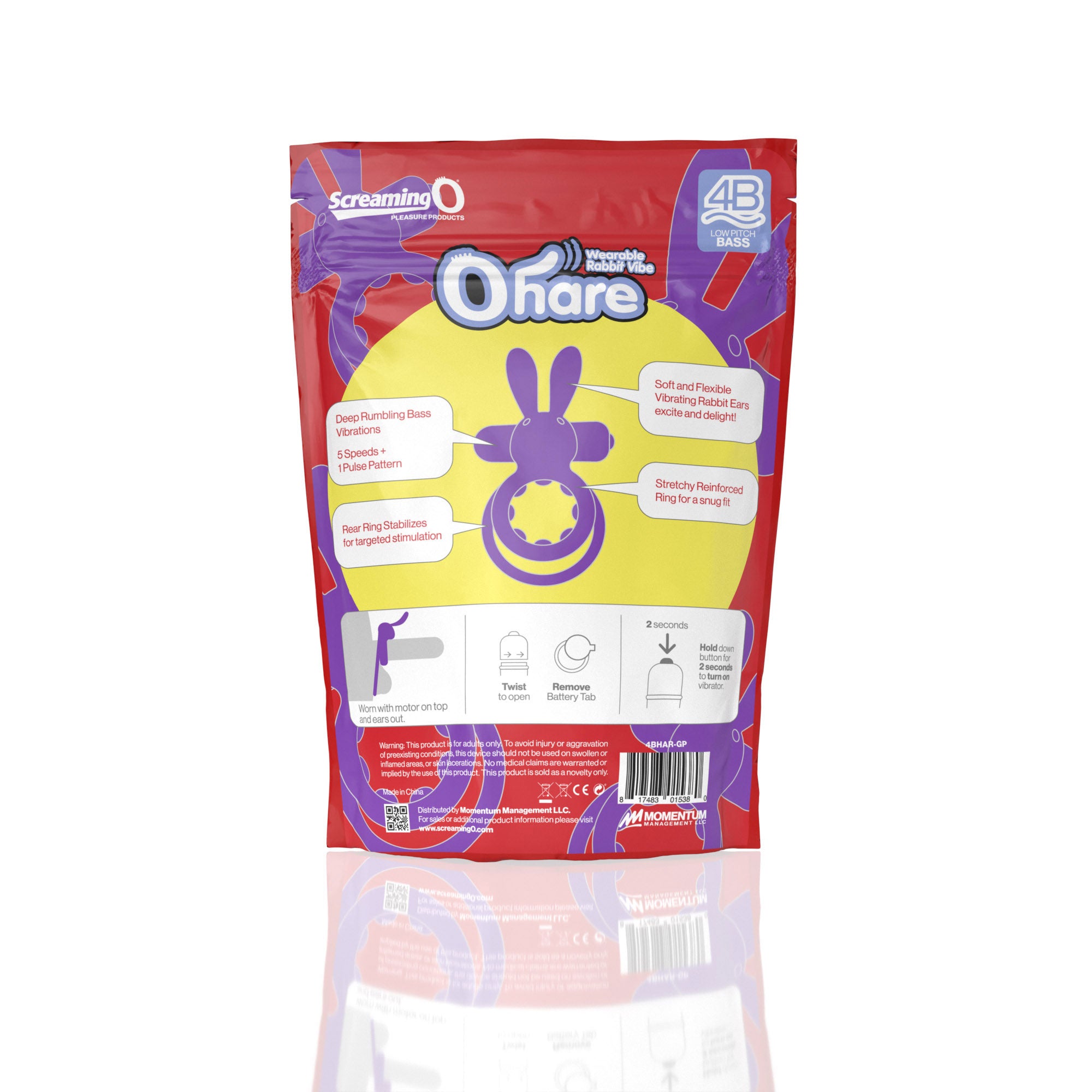 Screaming O 4B Ohare Grape – Wearable Double Ring Rabbit Vibrator with Deep Bass Vibrations Secondary image