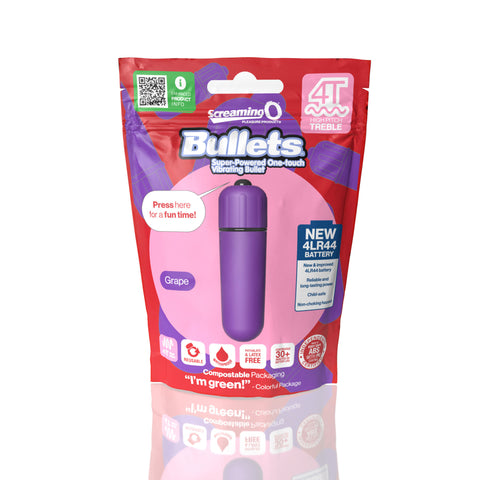 Screaming O 4T Bullet Vibrator Grape Purple Compact Waterproof 5-Speed Plus Pulse BULLETS