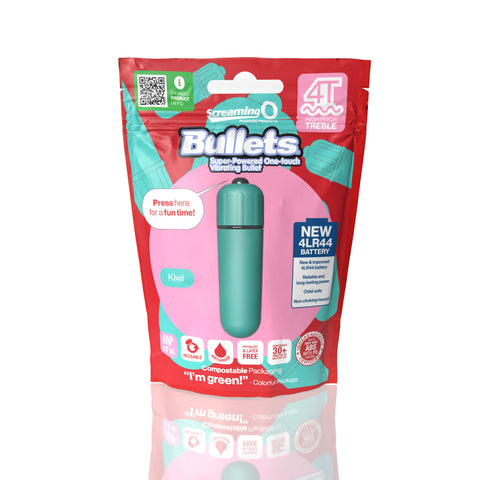 Screaming O 4T Bullet Vibrator Kiwi Green with 5-Speed Treble Motor and Waterproof Compact Design BULLETS