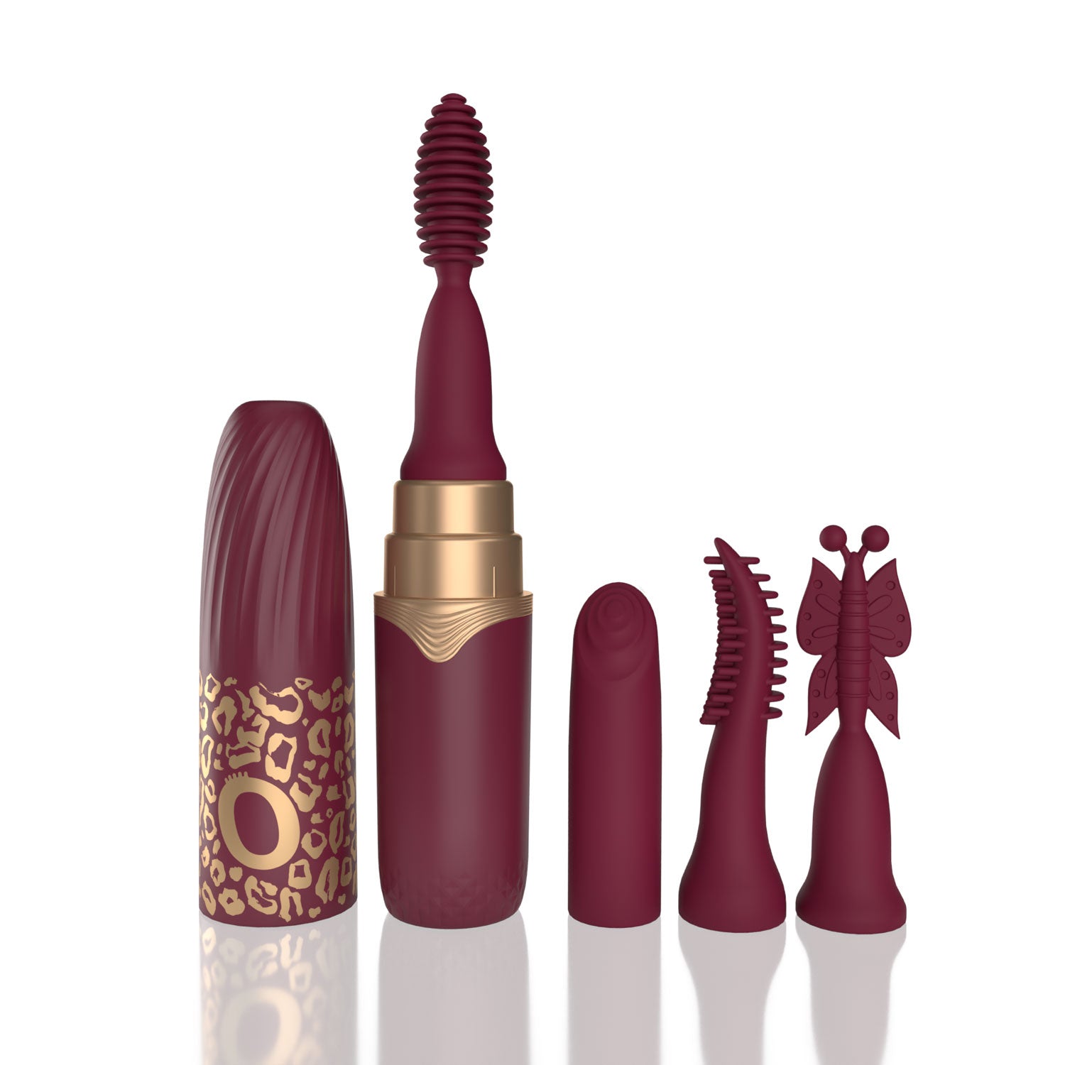 Screaming O My Secret Lipstick Premium Rechargeable Vibe with 10 Functions and 4 Interchangeable Silicone Tips Burgundy BULLETS