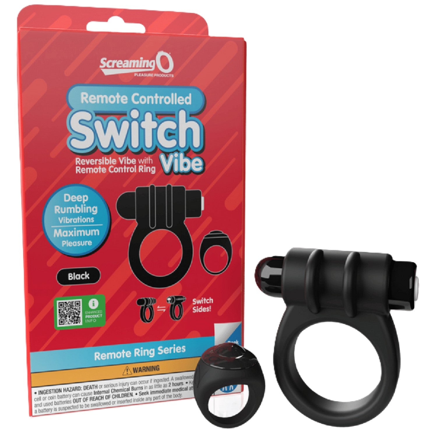 Remote Control Switch Vibe (Black) – Waterproof Rechargeable Double-Sided Vibrating Cock Ring Secondary image