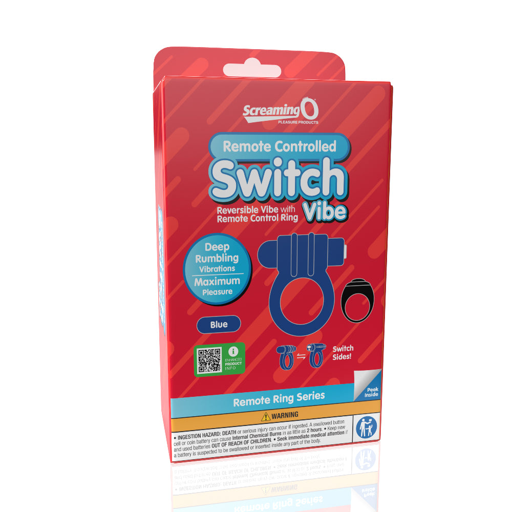 Screaming O Remote Controlled Switch Vibrating Ring Blue – Versatile Deep Rumbling Vibrations Cock Rings Vibrating