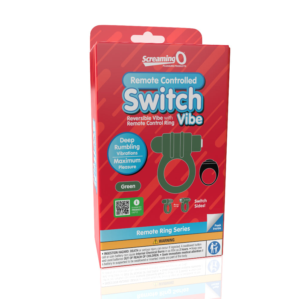 Screaming O Remote Controlled Switch Vibrating Ring Green – Dual-Purpose Deep Rumbling Vibrations Cock Rings Vibrating