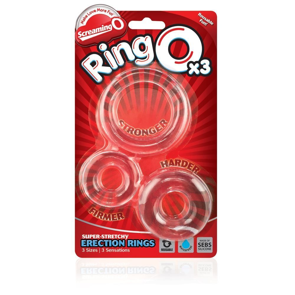 RingO X3 Mixed Pack 3-Pack Cock Rings Clear Silicone Cock Rings Secondary image
