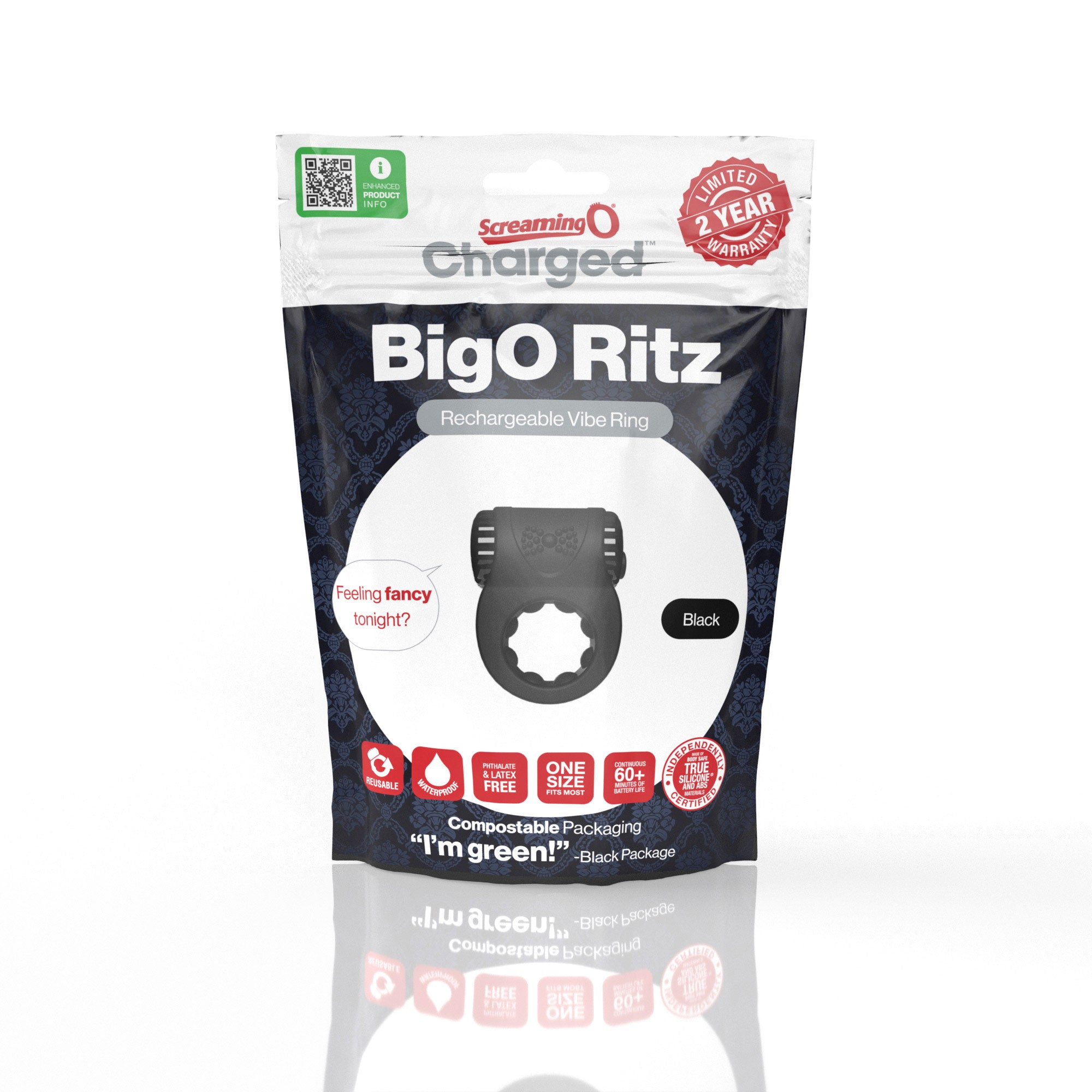 Screaming O Ritz Black – Rechargeable Vibrating Pleasure Ring Cock Rings Vibrating