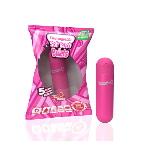 Screaming O Soft Touch Rechargeable Bullet Vibrator Pink Compact Size Waterproof BULLETS