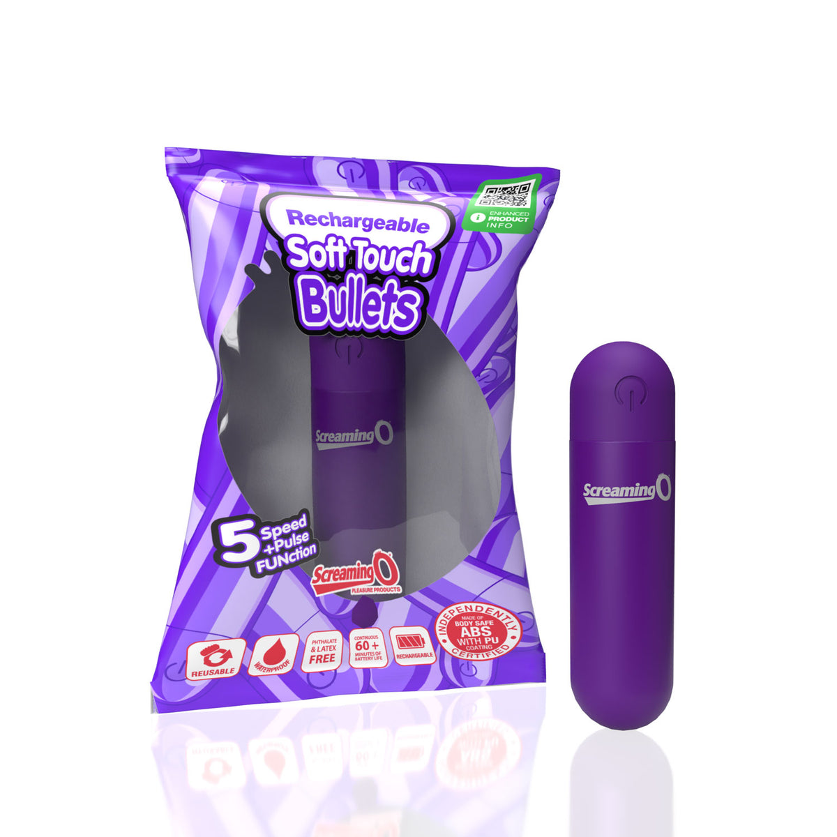 Rechargeable Soft Touch Bullet (Purple) – Waterproof 5-Speed Compact Vibrator > Vibrators > Mini Vibrators