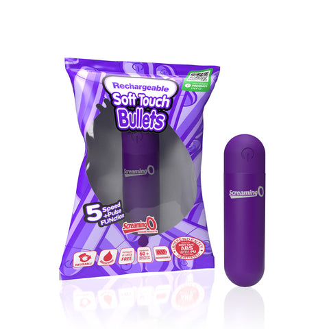 Screaming O Soft Touch Rechargeable Bullet Vibrator Purple Compact Size Waterproof BULLETS