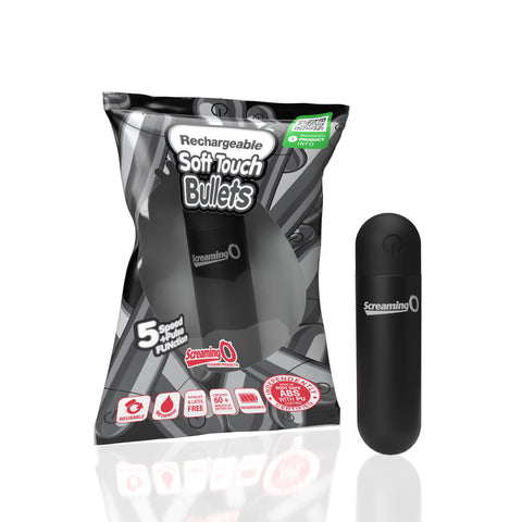 Screaming O Soft Touch Rechargeable Bullets Black Compact Vibrator with 5 Speed and Pulse Functions BULLETS
