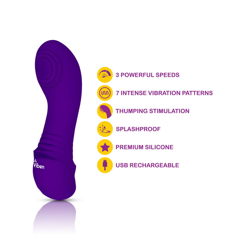 Sebela Mini Thumping G-Spot Vibrator Violet Silicone Toy BULLETS