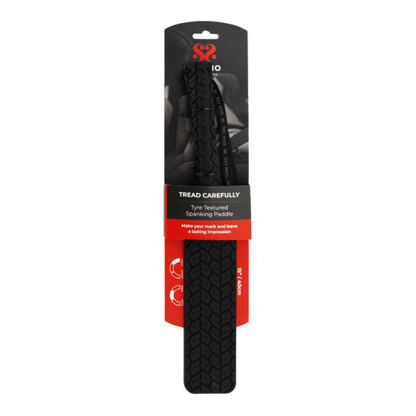 Sei Mio Vegan Leather Tyre Paddle – Tire-Tread Textured Spanking Paddle Secondary image
