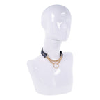 Sex & Mischief Cougar Day Collar Navy and Gold with Chain and Ring Size 38-43 cm > Bondage Gear > Collars & Leashes