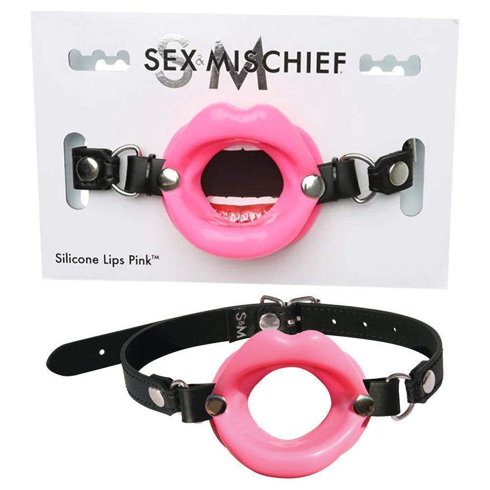 Sex & Mischief Silicone Lips Mouth Gag - 63.5 cm Strap Gags