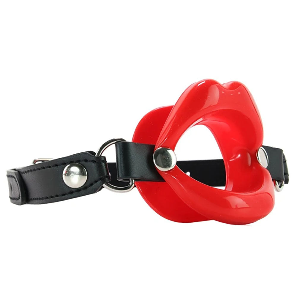 Sex & Mischief Silicone Lips Mouth Gag Adjustable Vegan Leather Strap 63.5 cm Mouth Gag Secondary image