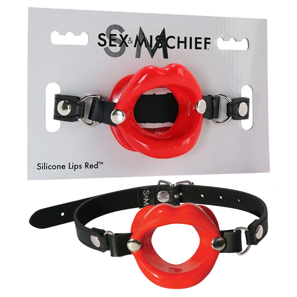 Sex & Mischief Silicone Lips Mouth Gag Adjustable Vegan Leather Strap 63.5 cm Mouth Gag > Bondage Gear > Gags and Bits