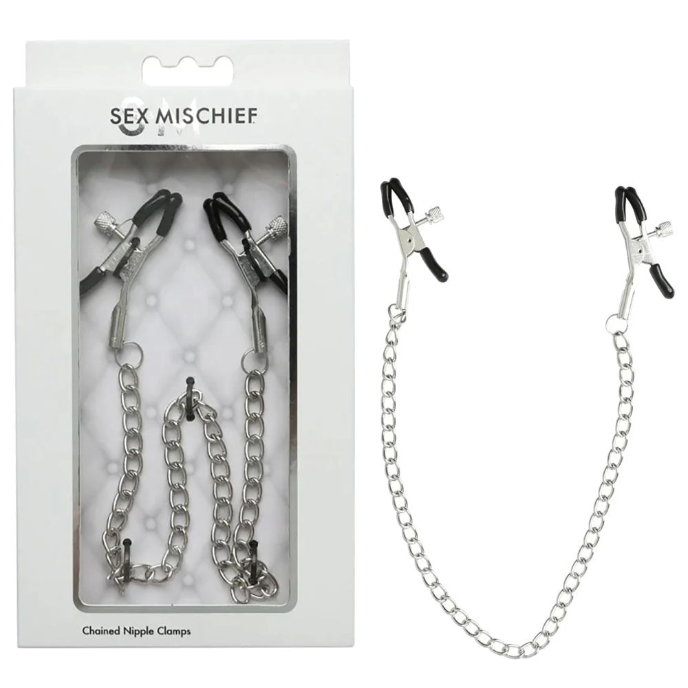 Sex and Mischief Chained Nipple Clamps – Adjustable Rubber-Tipped Nipple Clamps > Sex Toys > Nipple Clamps