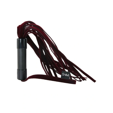 Sex and Mischief Enchanted Red Leather Flogger - 33 cm Black Handle and Wrist Loop Whips & Paddles