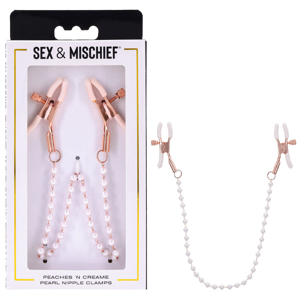 Sex and Mischief Peaches n CreaMe Pearl Nipple Clamps > Sex Toys > Nipple Clips Main image