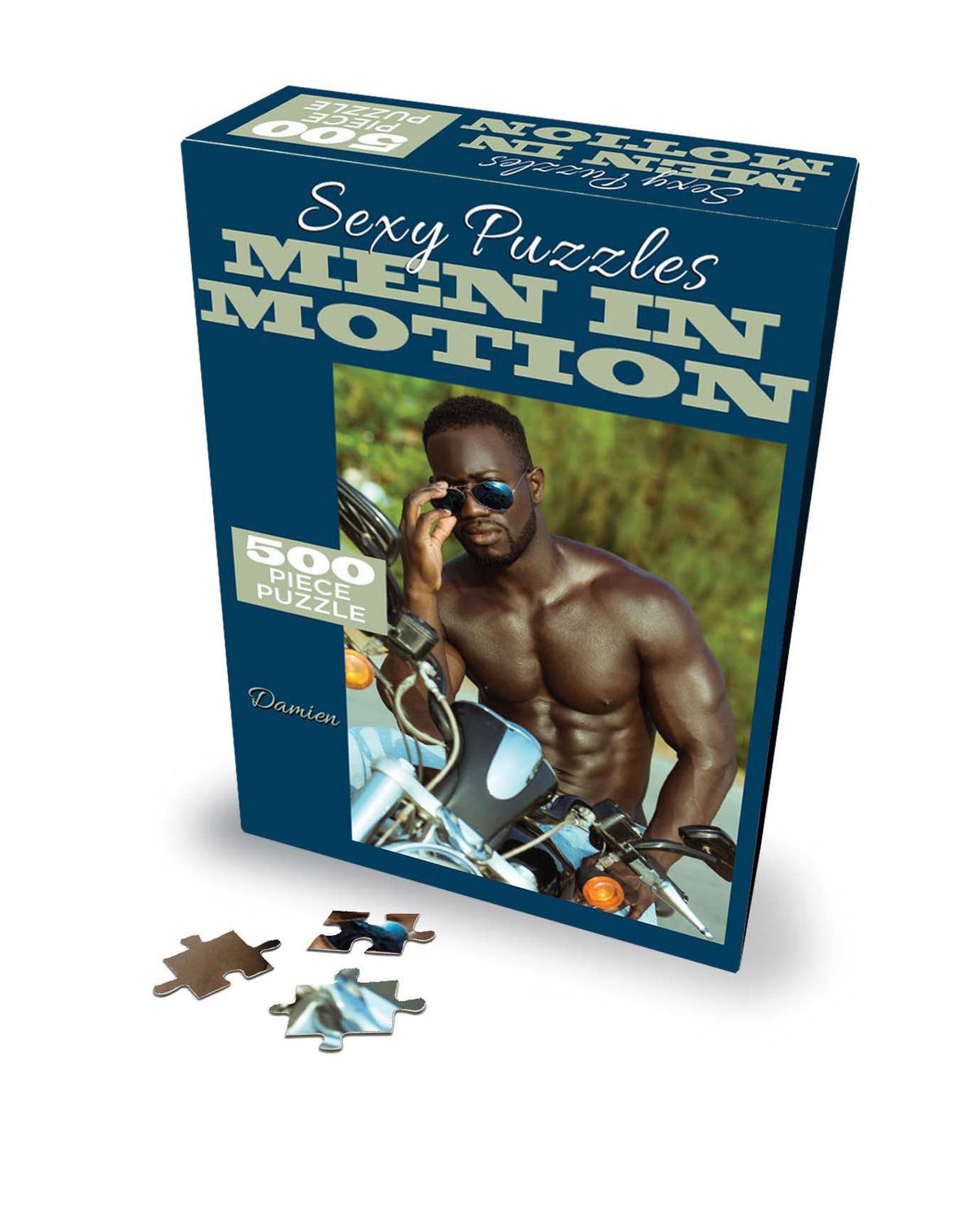 Sexy 500 Piece Puzzle Featuring Shirtless Motorcycle Man Damien > Novelties > Games