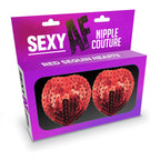 Sexy AF Red Sequin Reusable Nipple Pasties - Couture Red Hearts > Clothes > Pasties
