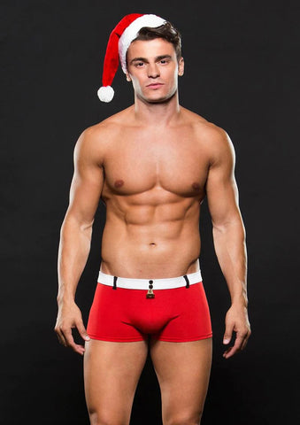 Sexy Santa Two-Piece Costume Set with Hat Red Large XL Mens Costumes