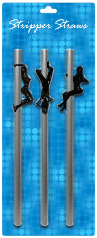 Sexy Stripper Drinking Straws Set with Movable Female Figurines Bachelor & Bachelorette Items