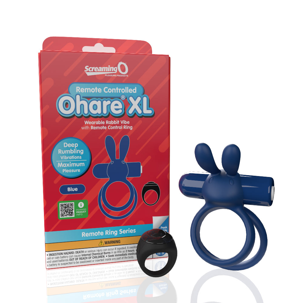 Screaming O Remote Controlled Ohare XL Vibrating Ring Blue – Targeted Deep Rumbling Vibrations Cock Rings Vibrating