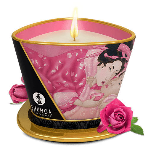 Shunga Aphrodisia Rose Massage Candle 5.7 Ounce Tin Massage Candles