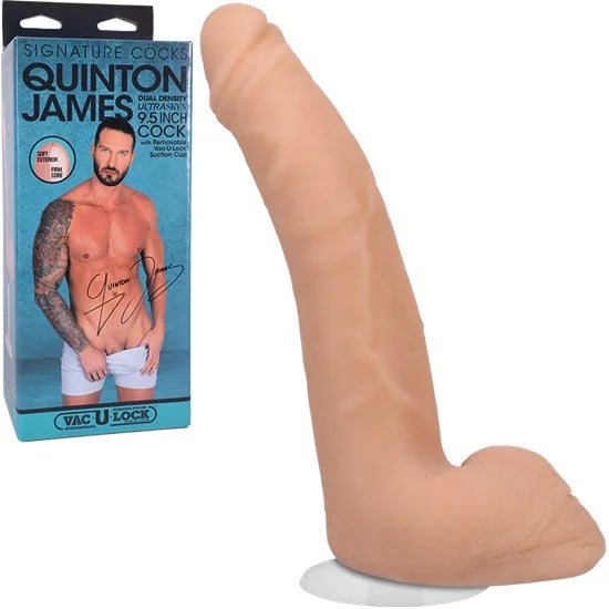 Signature Cocks Quinton James 9.5 Inch Dual Density Ultraskyn Cock with Removable Vac-U-Lock Suction Cup Dongs Celebrity