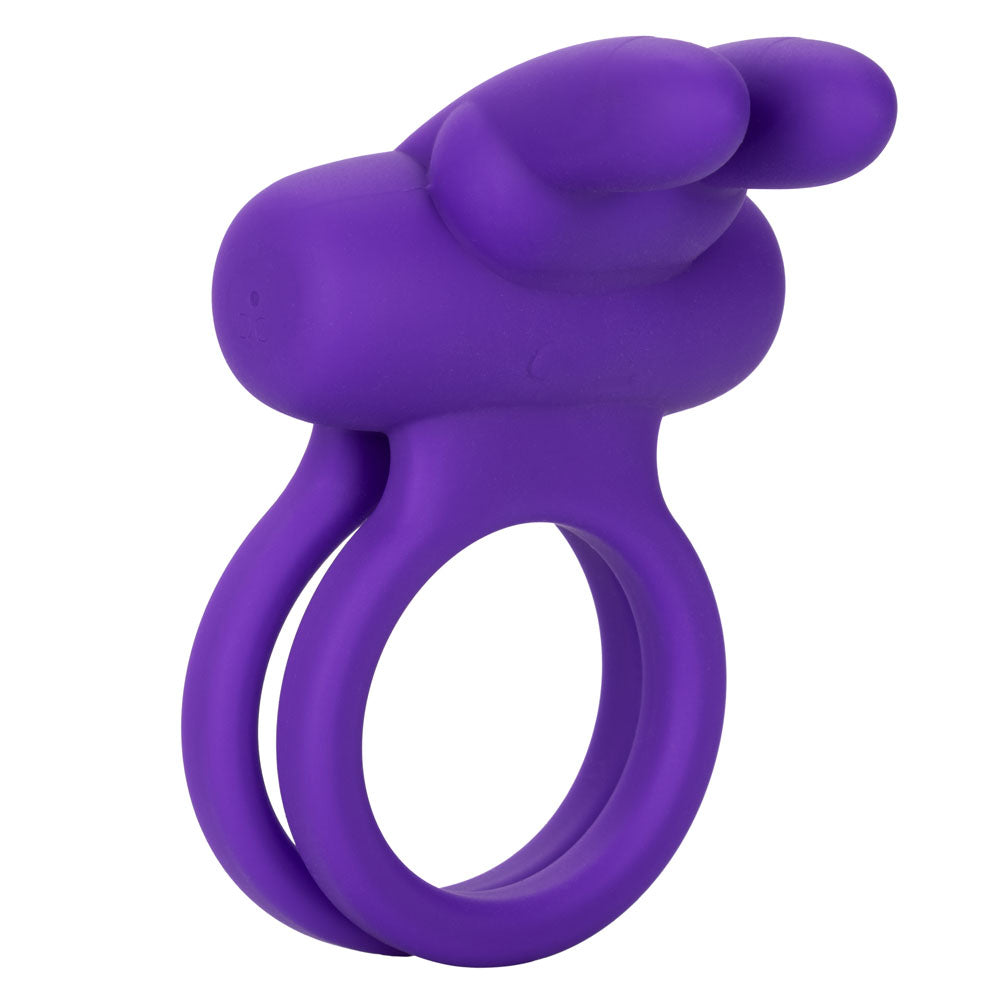 Silicone Rechargeable Dual Rockin Rabbit Vibrating Ring in Purple Cock Rings Vibrating
