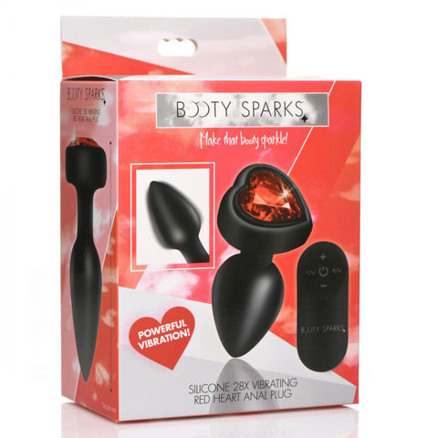 Silicone Red Heart Anal Plug with Remote Control Vibration Butt Plugs - Vibrating