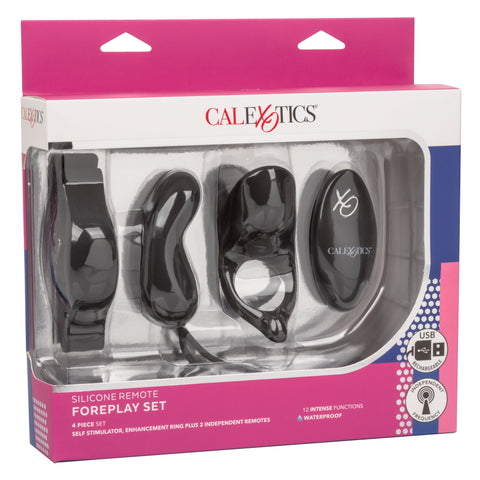 Silicone Remote Foreplay Set with Curved Stimulator and Ring > Sex Toys > Sex Kits