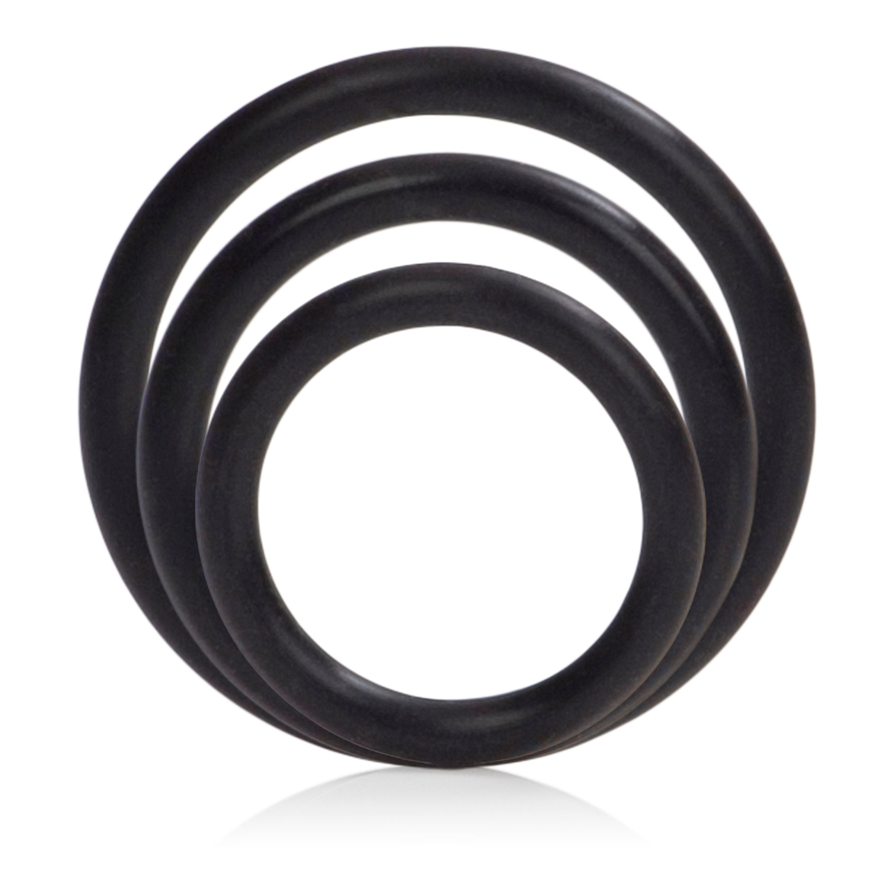 CalExotics Silicone Support Rings Set – Stretchy Comfortable Black Cock Rings > Cock Ring > Sets