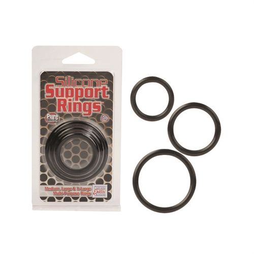 CalExotics Silicone Support Rings Set – Stretchy Comfortable Black Cock Rings > Cock Ring > Sets