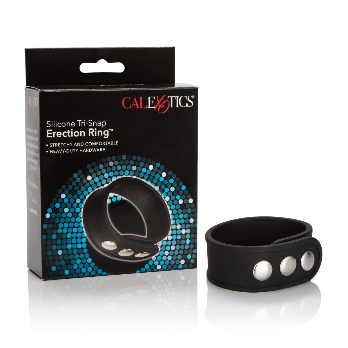 Silicone Tri-Snap Erection Ring Black with Adjustable Heavy-Duty Hardware > Cock Ring > Adjustable