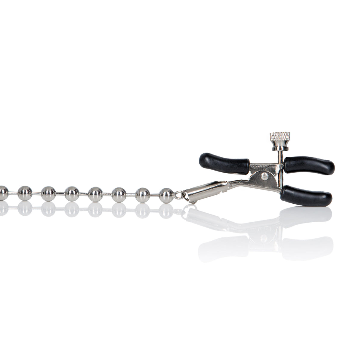 Silver Beaded Adjustable Nipple Clamps with Rubber Coating > Sex Toys > Nipple Clamps