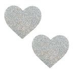 Silver Pixie Dust Glitter Heart Pasties > Clothes > Pasties